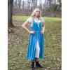 image:imageSCARLET DARKNESS Renaissance Costume Women Peasant Medieval Dress Short Sleeve Maxi Fairy Dresses with PocketsOcean Blue