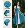 image:imageSCARLET DARKNESS Renaissance Costume Women Peasant Medieval Dress Short Sleeve Maxi Fairy Dresses with PocketsOcean Blue
