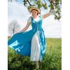 image:imageSCARLET DARKNESS Renaissance Costume Women Peasant Medieval Dress Short Sleeve Maxi Fairy Dresses with PocketsOcean Blue