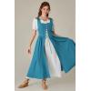 image:imageSCARLET DARKNESS Renaissance Costume Women Peasant Medieval Dress Short Sleeve Maxi Fairy Dresses with PocketsOcean Blue