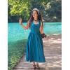 image:imageSCARLET DARKNESS Renaissance Costume Women Peasant Medieval Dress Short Sleeve Maxi Fairy Dresses with PocketsOcean Blue
