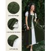 image:imageSCARLET DARKNESS Renaissance Costume Women Peasant Medieval Dress Short Sleeve Maxi Fairy Dresses with PocketsOlive Green