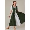 image:imageSCARLET DARKNESS Renaissance Costume Women Peasant Medieval Dress Short Sleeve Maxi Fairy Dresses with PocketsOlive Green