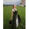 image:imageSCARLET DARKNESS Renaissance Costume Women Peasant Medieval Dress Short Sleeve Maxi Fairy Dresses with PocketsOlive Green