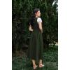 image:imageSCARLET DARKNESS Renaissance Costume Women Peasant Medieval Dress Short Sleeve Maxi Fairy Dresses with PocketsOlive Green