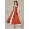 image:imageSCARLET DARKNESS Renaissance Costume Women Peasant Medieval Dress Short Sleeve Maxi Fairy Dresses with PocketsOrange