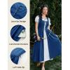 image:imageSCARLET DARKNESS Renaissance Costume Women Peasant Medieval Dress Short Sleeve Maxi Fairy Dresses with PocketsRoyal Blue