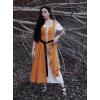 image:imageSCARLET DARKNESS Renaissance Costume Women Peasant Medieval Dress Short Sleeve Maxi Fairy Dresses with PocketsTurmeric