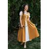 image:imageSCARLET DARKNESS Renaissance Costume Women Peasant Medieval Dress Short Sleeve Maxi Fairy Dresses with PocketsTurmeric