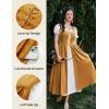 image:imageSCARLET DARKNESS Renaissance Costume Women Peasant Medieval Dress Short Sleeve Maxi Fairy Dresses with PocketsTurmeric
