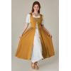 image:imageSCARLET DARKNESS Renaissance Costume Women Peasant Medieval Dress Short Sleeve Maxi Fairy Dresses with PocketsTurmeric
