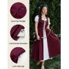 image:imageSCARLET DARKNESS Renaissance Costume Women Peasant Medieval Dress Short Sleeve Maxi Fairy Dresses with PocketsWine