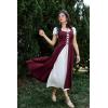 image:imageSCARLET DARKNESS Renaissance Costume Women Peasant Medieval Dress Short Sleeve Maxi Fairy Dresses with PocketsWine