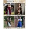 image:imageSCARLET DARKNESS Renaissance Costume Women Peasant Medieval Dress Short Sleeve Maxi Fairy Dresses with PocketsWine