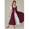 image:imageSCARLET DARKNESS Renaissance Costume Women Peasant Medieval Dress Short Sleeve Maxi Fairy Dresses with PocketsWine