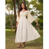 image:imageSCARLET DARKNESS Renaissance Dress Women Bell Sleeve Fairy Dresses Witch Costume Split Maxi Dress with PocketsApricot