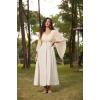 image:imageSCARLET DARKNESS Renaissance Dress Women Bell Sleeve Fairy Dresses Witch Costume Split Maxi Dress with PocketsApricot