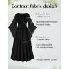 image:imageSCARLET DARKNESS Renaissance Dress Women Bell Sleeve Fairy Dresses Witch Costume Split Maxi Dress with PocketsBlack
