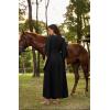 image:imageSCARLET DARKNESS Renaissance Dress Women Bell Sleeve Fairy Dresses Witch Costume Split Maxi Dress with PocketsBlack