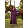 image:imageSCARLET DARKNESS Renaissance Dress Women Bell Sleeve Fairy Dresses Witch Costume Split Maxi Dress with PocketsDark Purple