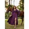image:imageSCARLET DARKNESS Renaissance Dress Women Bell Sleeve Fairy Dresses Witch Costume Split Maxi Dress with PocketsDark Purple