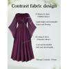 image:imageSCARLET DARKNESS Renaissance Dress Women Bell Sleeve Fairy Dresses Witch Costume Split Maxi Dress with PocketsDark Purple