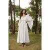 image:imageSCARLET DARKNESS Renaissance Dress Women Bell Sleeve Fairy Dresses Witch Costume Split Maxi Dress with PocketsIvory