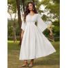 image:imageSCARLET DARKNESS Renaissance Dress Women Bell Sleeve Fairy Dresses Witch Costume Split Maxi Dress with PocketsIvory
