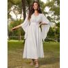 image:imageSCARLET DARKNESS Renaissance Dress Women Bell Sleeve Fairy Dresses Witch Costume Split Maxi Dress with PocketsIvory