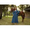 image:imageSCARLET DARKNESS Renaissance Dress Women Bell Sleeve Fairy Dresses Witch Costume Split Maxi Dress with PocketsLake Blue