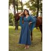 image:imageSCARLET DARKNESS Renaissance Dress Women Bell Sleeve Fairy Dresses Witch Costume Split Maxi Dress with PocketsLake Blue