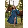 image:imageSCARLET DARKNESS Renaissance Dress Women Bell Sleeve Fairy Dresses Witch Costume Split Maxi Dress with PocketsLake Blue