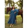 image:imageSCARLET DARKNESS Renaissance Dress Women Bell Sleeve Fairy Dresses Witch Costume Split Maxi Dress with PocketsLake Blue