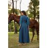 image:imageSCARLET DARKNESS Renaissance Dress Women Bell Sleeve Fairy Dresses Witch Costume Split Maxi Dress with PocketsLake Blue