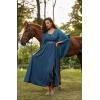 image:imageSCARLET DARKNESS Renaissance Dress Women Bell Sleeve Fairy Dresses Witch Costume Split Maxi Dress with PocketsLake Blue