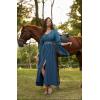 image:imageSCARLET DARKNESS Renaissance Dress Women Bell Sleeve Fairy Dresses Witch Costume Split Maxi Dress with PocketsLake Blue