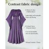 image:imageSCARLET DARKNESS Renaissance Dress Women Bell Sleeve Fairy Dresses Witch Costume Split Maxi Dress with PocketsLavender Purple
