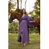 image:imageSCARLET DARKNESS Renaissance Dress Women Bell Sleeve Fairy Dresses Witch Costume Split Maxi Dress with PocketsLavender Purple