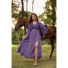 image:imageSCARLET DARKNESS Renaissance Dress Women Bell Sleeve Fairy Dresses Witch Costume Split Maxi Dress with PocketsLavender Purple