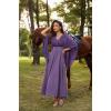 image:imageSCARLET DARKNESS Renaissance Dress Women Bell Sleeve Fairy Dresses Witch Costume Split Maxi Dress with PocketsLavender Purple