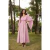 image:imageSCARLET DARKNESS Renaissance Dress Women Bell Sleeve Fairy Dresses Witch Costume Split Maxi Dress with PocketsLight Pink