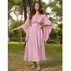 image:imageSCARLET DARKNESS Renaissance Dress Women Bell Sleeve Fairy Dresses Witch Costume Split Maxi Dress with PocketsLight Pink