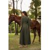 image:imageSCARLET DARKNESS Renaissance Dress Women Bell Sleeve Fairy Dresses Witch Costume Split Maxi Dress with PocketsOlive Green