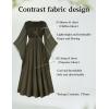 image:imageSCARLET DARKNESS Renaissance Dress Women Bell Sleeve Fairy Dresses Witch Costume Split Maxi Dress with PocketsOlive Green