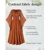 image:imageSCARLET DARKNESS Renaissance Dress Women Bell Sleeve Fairy Dresses Witch Costume Split Maxi Dress with PocketsOrange