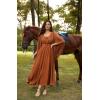 image:imageSCARLET DARKNESS Renaissance Dress Women Bell Sleeve Fairy Dresses Witch Costume Split Maxi Dress with PocketsOrange