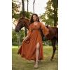 image:imageSCARLET DARKNESS Renaissance Dress Women Bell Sleeve Fairy Dresses Witch Costume Split Maxi Dress with PocketsOrange