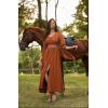 image:imageSCARLET DARKNESS Renaissance Dress Women Bell Sleeve Fairy Dresses Witch Costume Split Maxi Dress with PocketsOrange