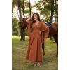 image:imageSCARLET DARKNESS Renaissance Dress Women Bell Sleeve Fairy Dresses Witch Costume Split Maxi Dress with PocketsOrange