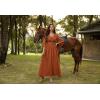 image:imageSCARLET DARKNESS Renaissance Dress Women Bell Sleeve Fairy Dresses Witch Costume Split Maxi Dress with PocketsOrange